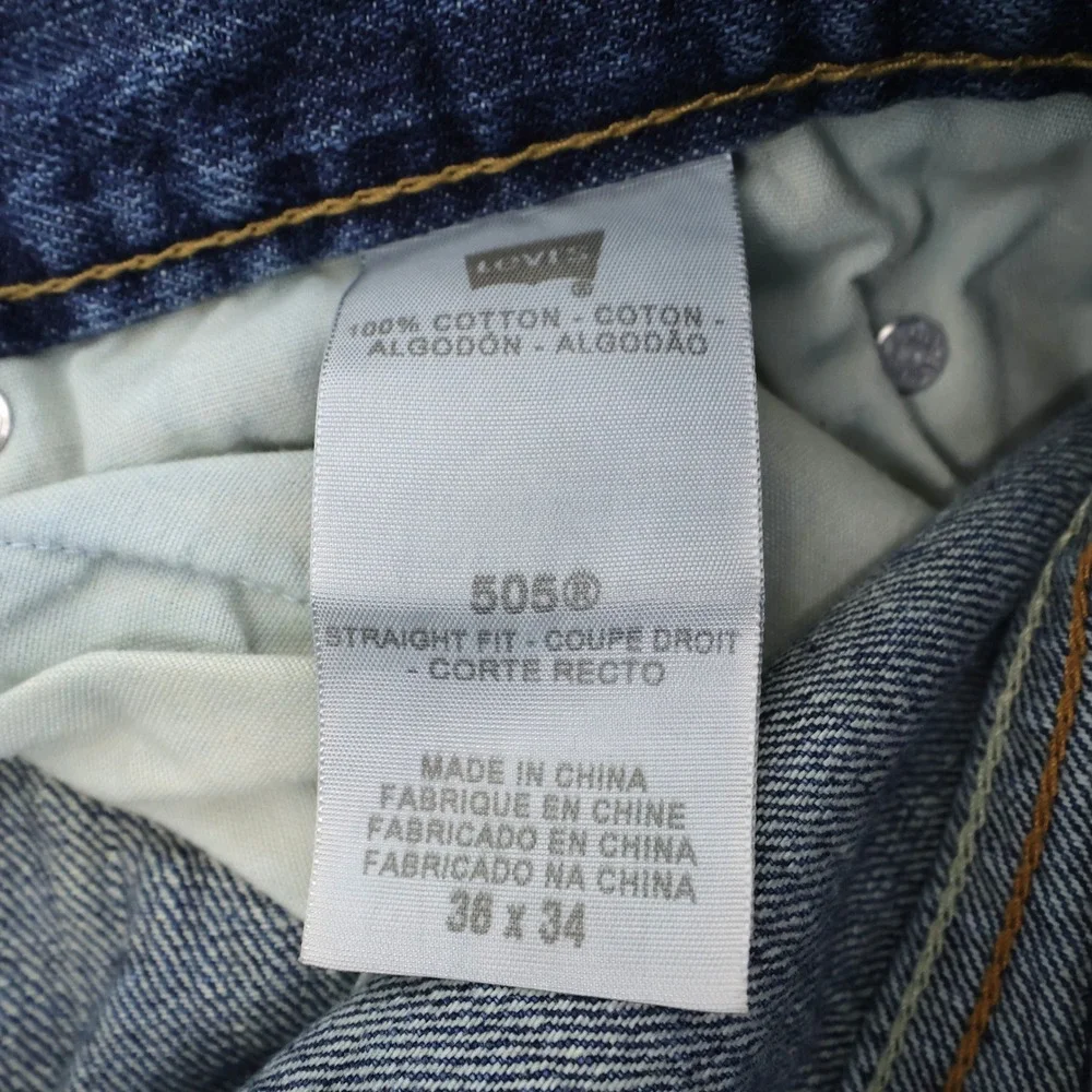 Levi 505 Straight Fit Jeans Blue 100% Cotton Denim Mens 36x34
